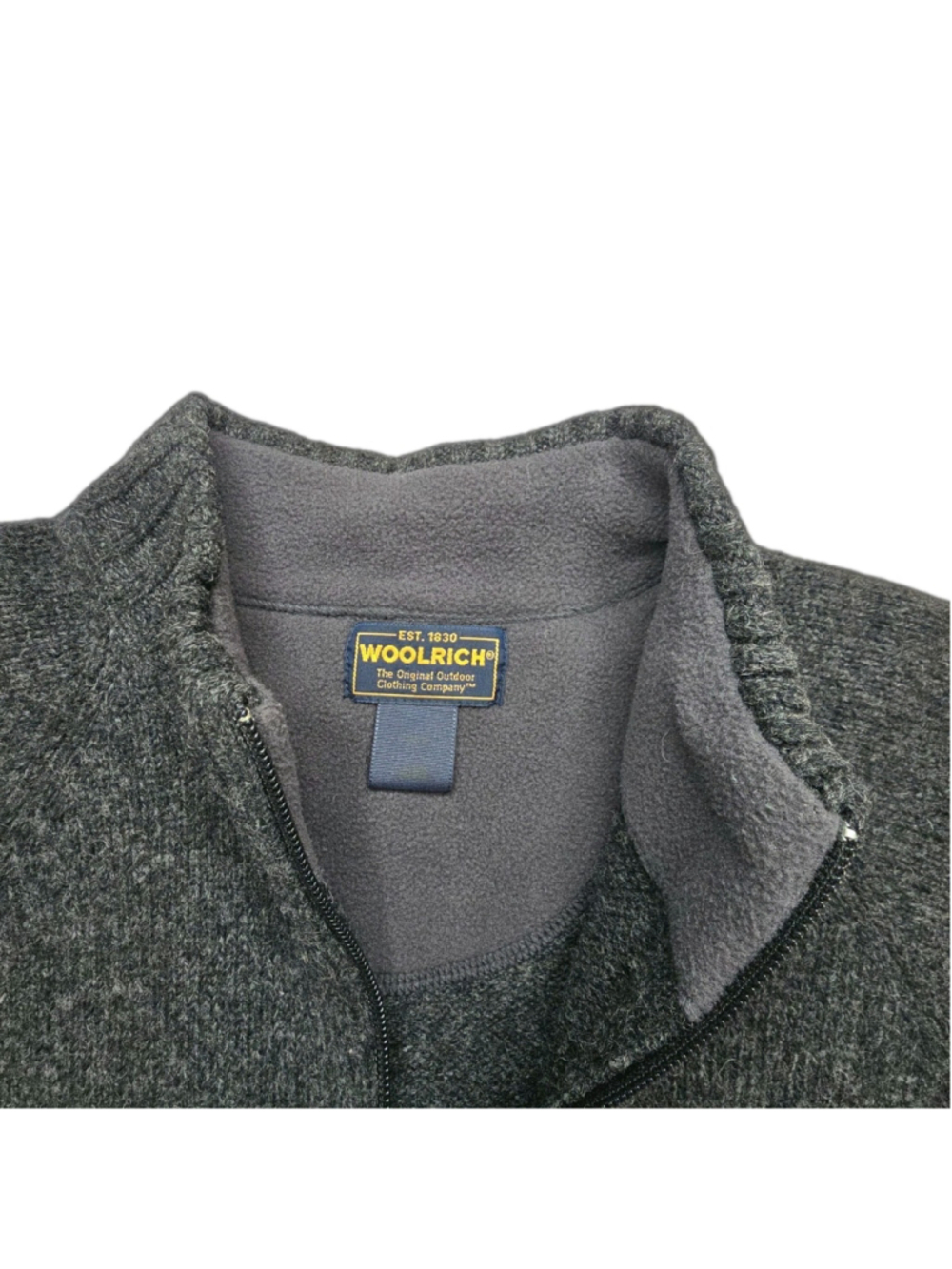 Woolrich 1/4 Zip Charcoal Heather Gray Lambs Wool Sweater Fair Isle Grannycore - Picture 8 of 9
